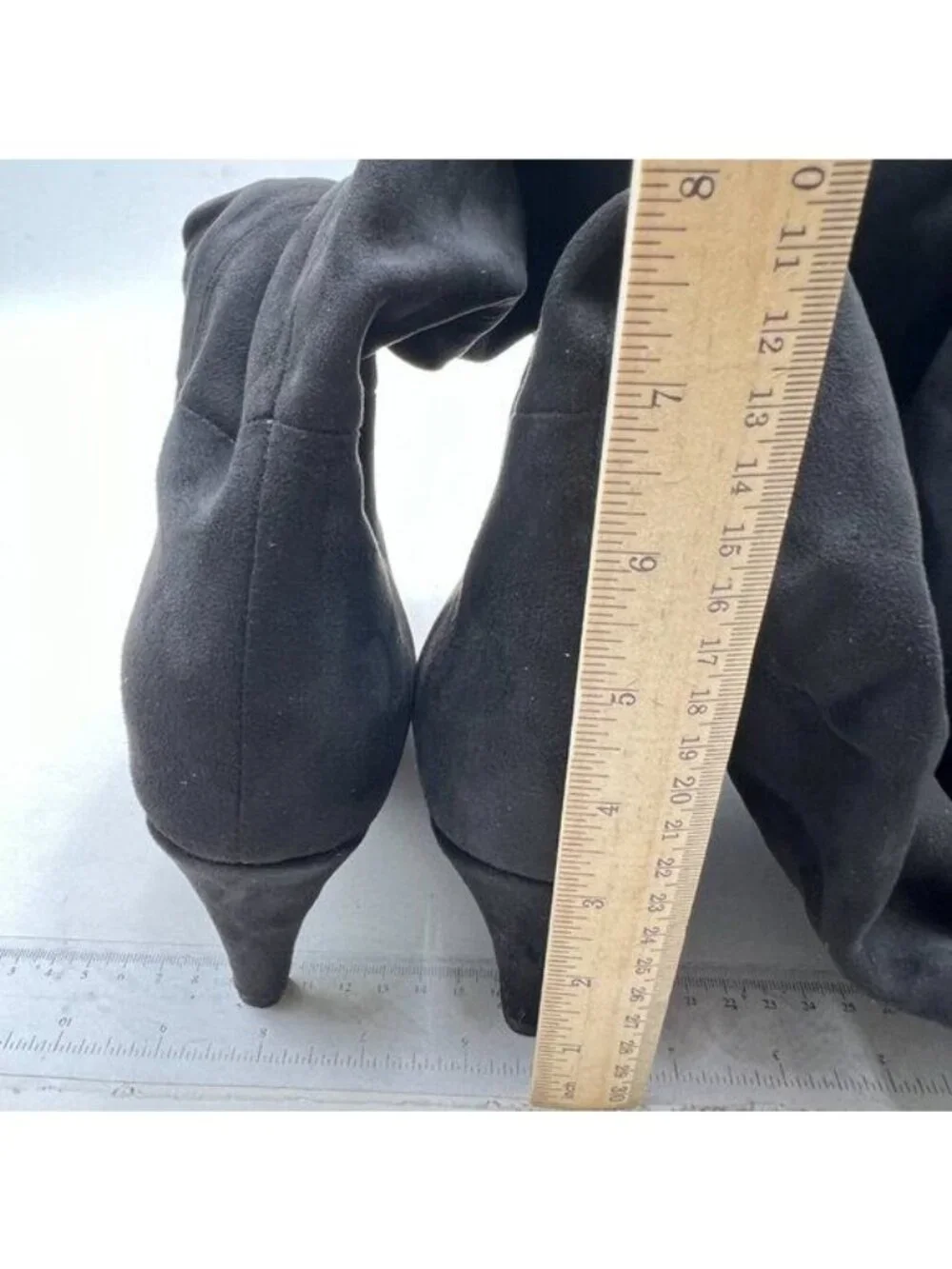 Womens Knee High Boots Wide Calf Kitten Heel Pointed Toe Suede Long Boots